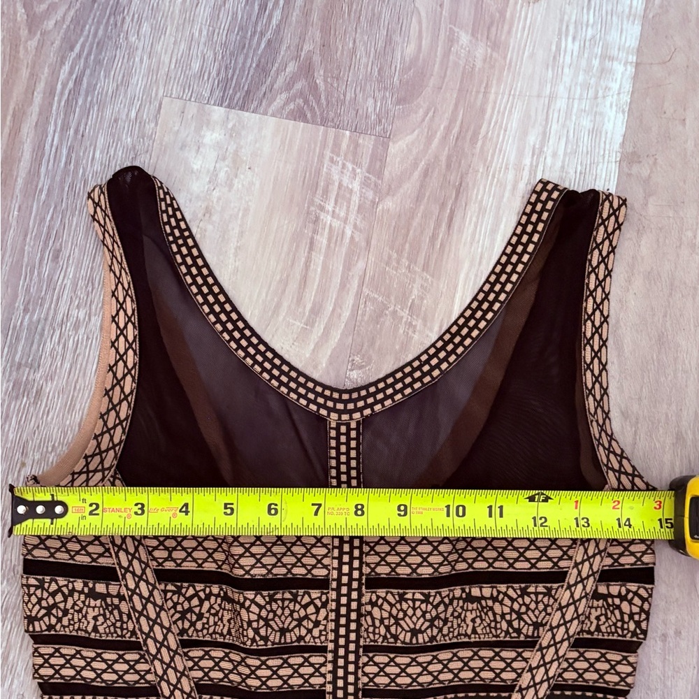 Herve Leger style Black and Beige Striped Bandage Mini Dress - Picture 4 of 5